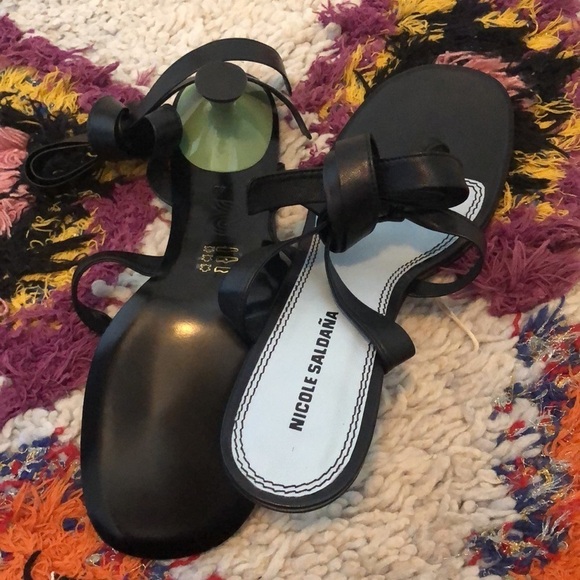 Nicole Sandaña | NWOB Black Leather Bobby Square Toe Strap Sandal - Size EU 40 - Picture 7 of 7